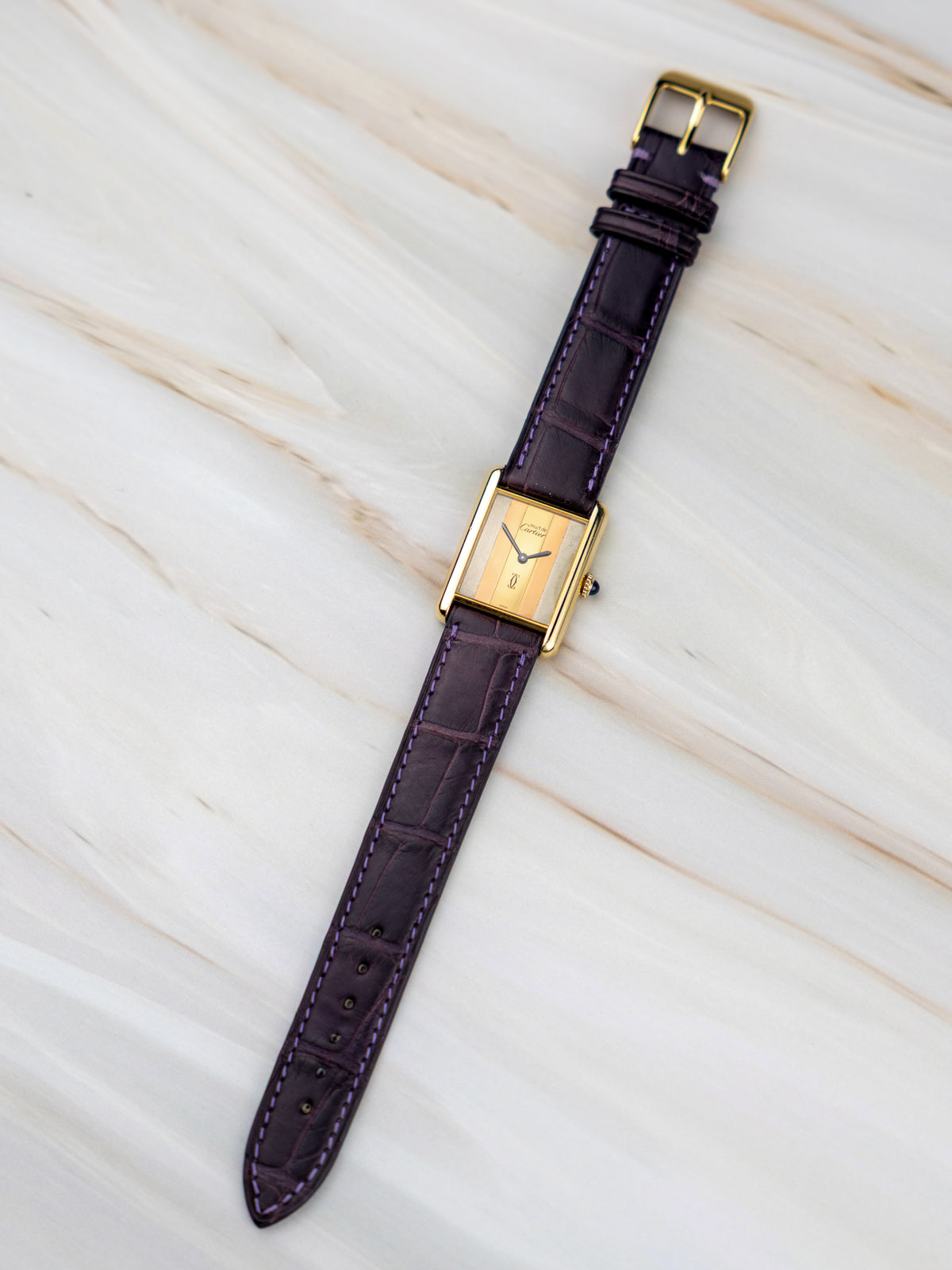 Cartier Tank Vermeil GM – Vintage Unisex Watch Trinity Dial 1980s | Manual Wind