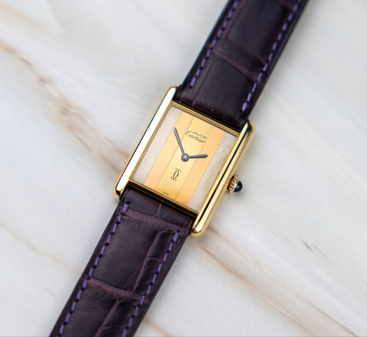 Cartier Tank Vermeil GM – Vintage Unisex Watch Trinity Dial 1980s | Manual Wind