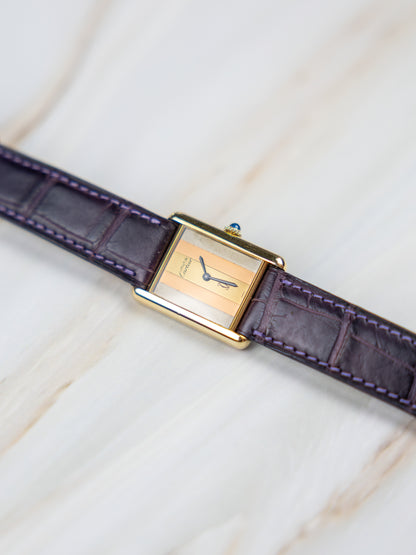 Cartier Tank Vermeil GM – Vintage Unisex Watch Trinity Dial 1980s | Manual Wind