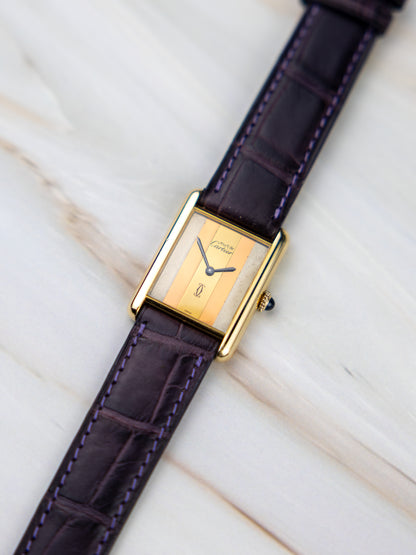 Cartier Tank Vermeil GM – Vintage Unisex Watch Trinity Dial 1980s | Manual Wind