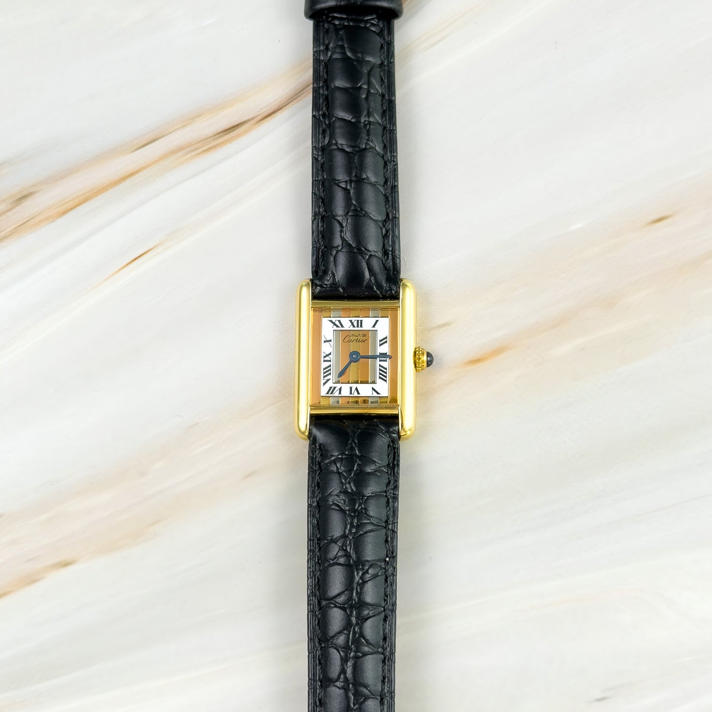 Cartier Tank Vermeil – Vintage Unisex Watch Trinity Dial 1990s | Roman Numerals