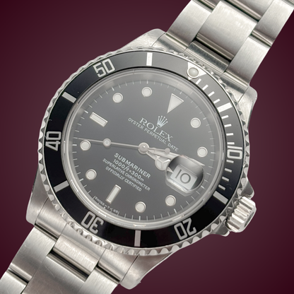 Rolex Submariner Date Réf. 16610 – Montre de plongée d'occasion pour homme en acier inoxydable 1995